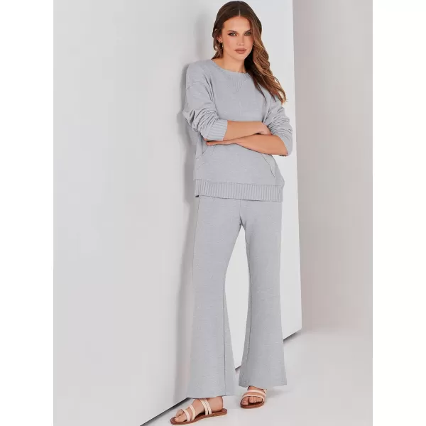 imageANRABESS Women 2 Piece Outfits Lounge Set Long Sleeve Sweatshirt With Pocket Wide Leg Pants matching Sets TracksuitGrey