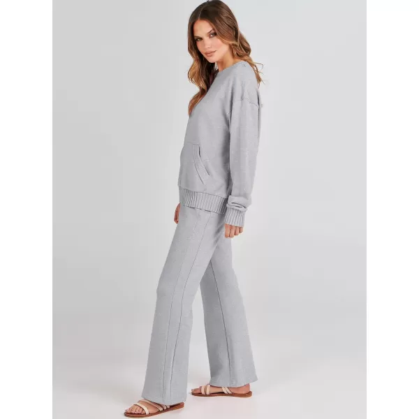 imageANRABESS Women 2 Piece Outfits Lounge Set Long Sleeve Sweatshirt With Pocket Wide Leg Pants matching Sets TracksuitGrey