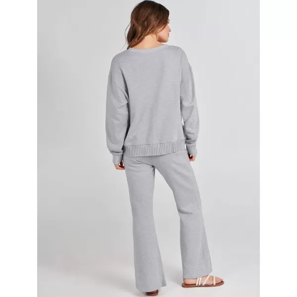 imageANRABESS Women 2 Piece Outfits Lounge Set Long Sleeve Sweatshirt With Pocket Wide Leg Pants matching Sets TracksuitGrey