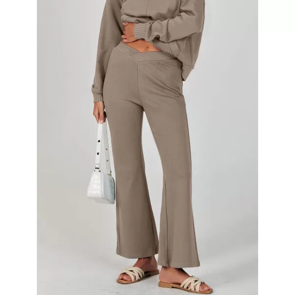 imageANRABESS Women 2 Piece Outfits Lounge Set Long Sleeve Sweatshirt With Pocket Wide Leg Pants matching Sets TracksuitKhaki