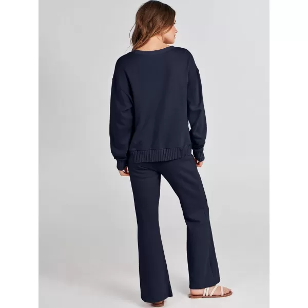 imageANRABESS Women 2 Piece Outfits Lounge Set Long Sleeve Sweatshirt With Pocket Wide Leg Pants matching Sets TracksuitNavy Blue