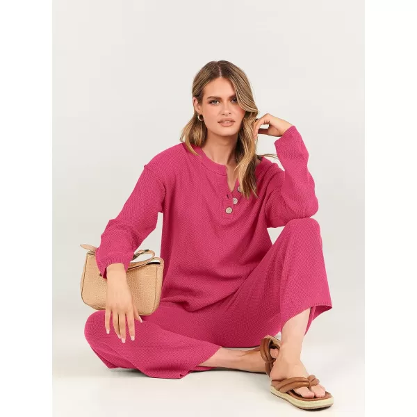 imageANRABESS Women 2 Piece Outfits Oversized Knit Loungewear Loose Slouchy Sweater Set 2023 Fall Trendy Matching Lounge SetsCherry