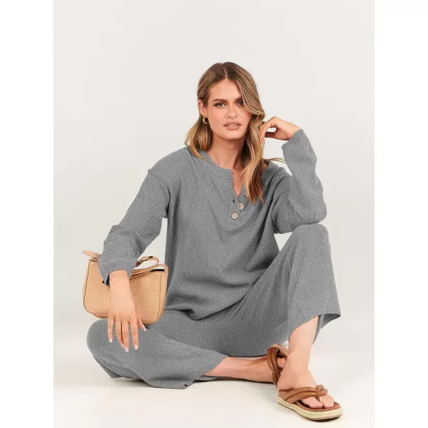imageANRABESS Women 2 Piece Outfits Oversized Knit Loungewear Loose Slouchy Sweater Set 2023 Fall Trendy Matching Lounge SetsGray