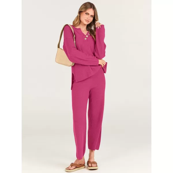 imageANRABESS Women 2 Piece Outfits Oversized Knit Loungewear Loose Slouchy Sweater Set 2023 Fall Trendy Matching Lounge SetsPeach