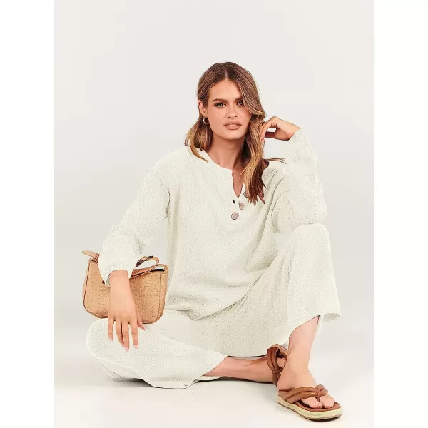 imageANRABESS Women 2 Piece Outfits Oversized Knit Loungewear Sweater Set 2023 Fall Sweatsuit Matching Lounge SetsWhite