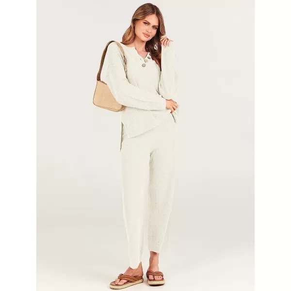 imageANRABESS Women 2 Piece Outfits Oversized Knit Loungewear Sweater Set 2023 Fall Sweatsuit Matching Lounge SetsWhite