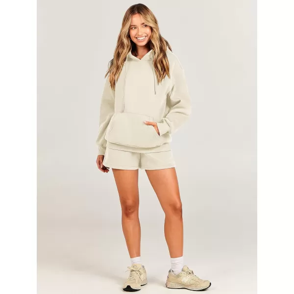 imageANRABESS Women 2 Piece Outfits Short Sweatsuit Drawstring Oversized Hoodie Sweatshirt Tracksuit Lounge Wear Matching SetApricot