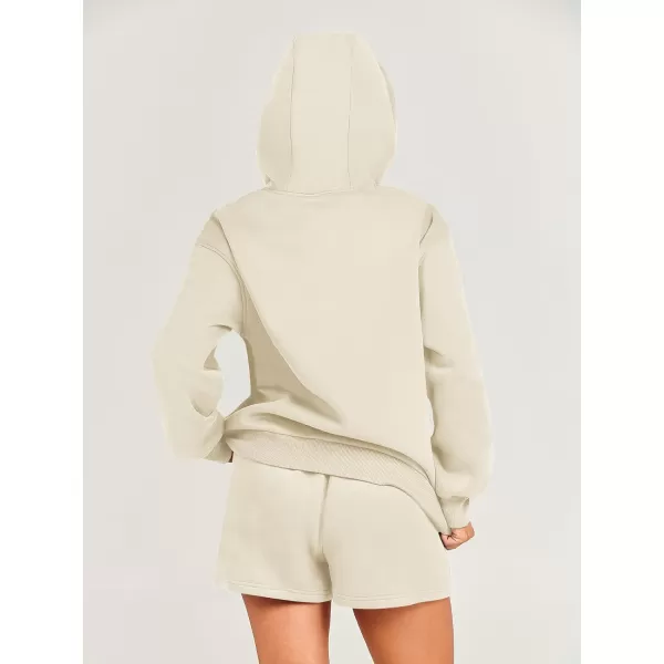 imageANRABESS Women 2 Piece Outfits Short Sweatsuit Drawstring Oversized Hoodie Sweatshirt Tracksuit Lounge Wear Matching SetApricot