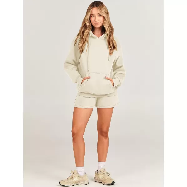 imageANRABESS Women 2 Piece Outfits Short Sweatsuit Drawstring Oversized Hoodie Sweatshirt Tracksuit Lounge Wear Matching SetApricot