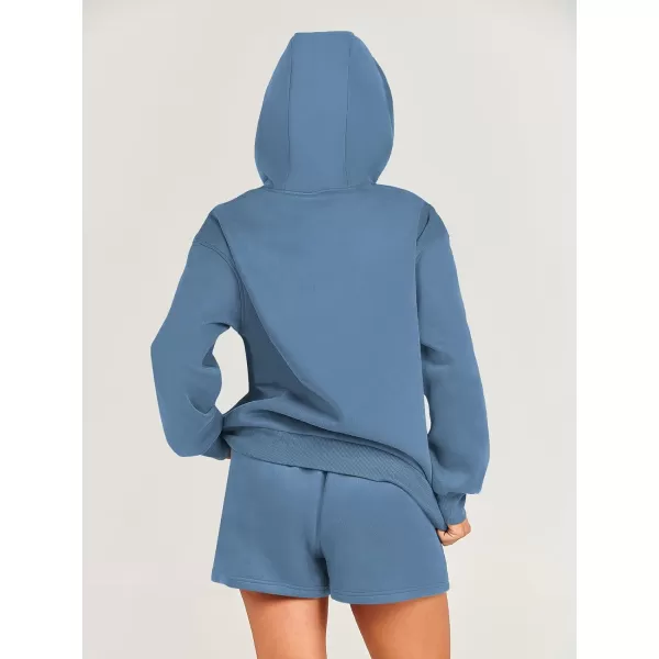 imageANRABESS Women 2 Piece Outfits Short Sweatsuit Drawstring Oversized Hoodie Sweatshirt Tracksuit Lounge Wear Matching SetBlue