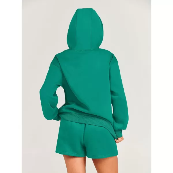 imageANRABESS Women 2 Piece Outfits Short Sweatsuit Drawstring Oversized Hoodie Sweatshirt Tracksuit Lounge Wear Matching SetGreen
