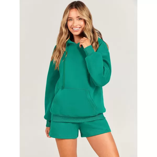 imageANRABESS Women 2 Piece Outfits Short Sweatsuit Drawstring Oversized Hoodie Sweatshirt Tracksuit Lounge Wear Matching SetGreen