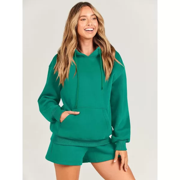 imageANRABESS Women 2 Piece Outfits Short Sweatsuit Drawstring Oversized Hoodie Sweatshirt Tracksuit Lounge Wear Matching SetGreen