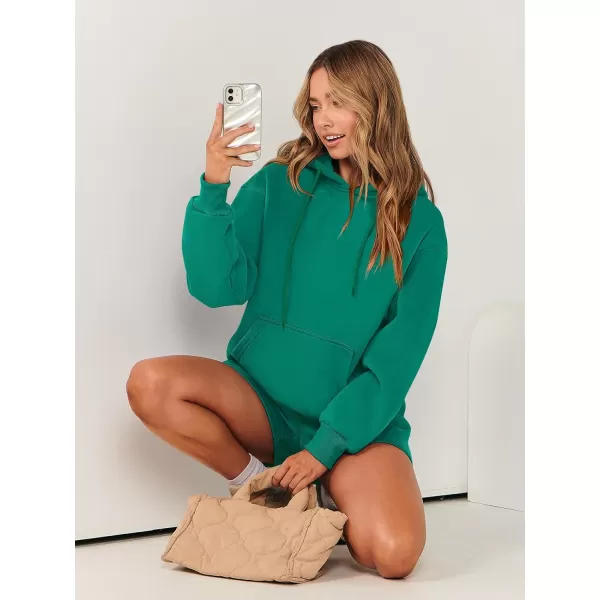 imageANRABESS Women 2 Piece Outfits Short Sweatsuit Drawstring Oversized Hoodie Sweatshirt Tracksuit Lounge Wear Matching SetGreen