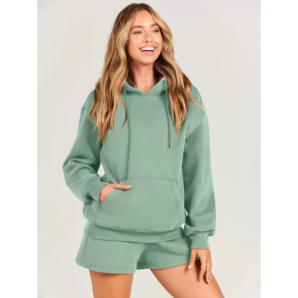 imageANRABESS Women 2 Piece Outfits Short Sweatsuit Drawstring Oversized Hoodie Sweatshirt Tracksuit Lounge Wear Matching SetLight Blue