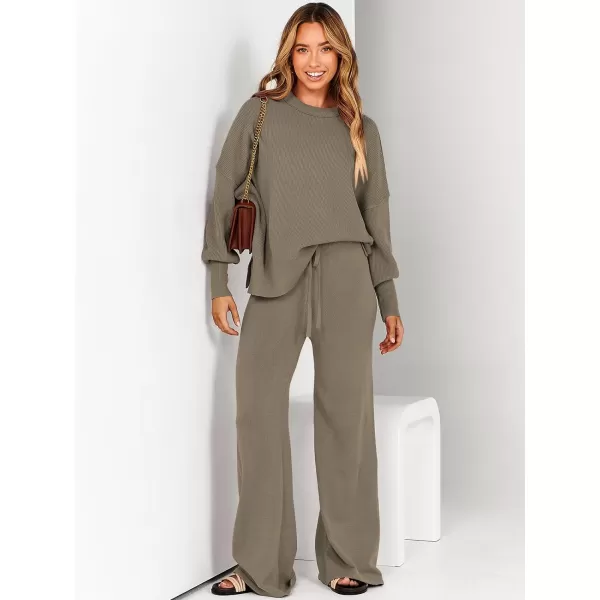 imageANRABESS Women 2 Piece Outfits Sweatsuit Oversized Sweater Set amp Wide Leg Pants Fall Chunky Lounge SetDeep Apricot