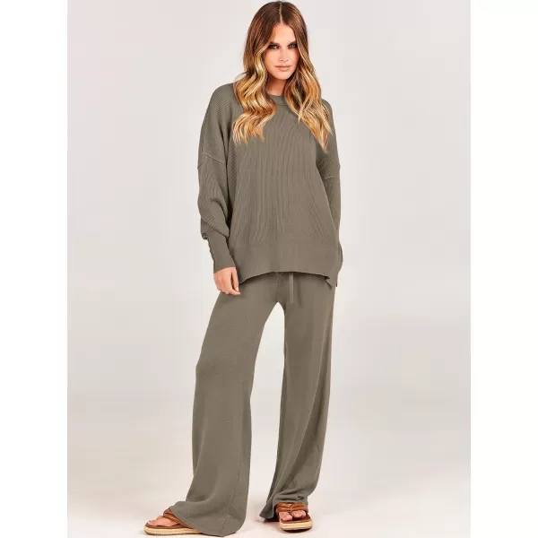 imageANRABESS Women 2 Piece Outfits Sweatsuit Oversized Sweater Set amp Wide Leg Pants Fall Chunky Lounge SetDeep Apricot
