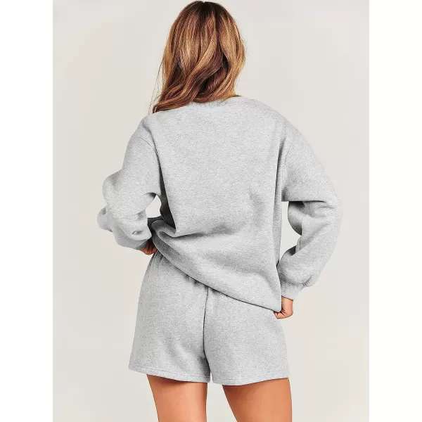 imageANRABESS Women 2 Piece Outfits Sweatsuit Oversized Sweatshirt amp Lounge Shorts 2023 Casual Cozy Pajamas Tacksuit SetLight Grey