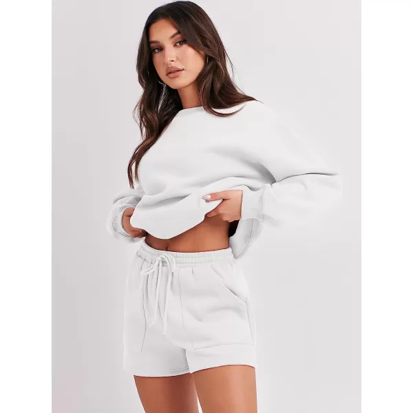 imageANRABESS Women 2 Piece Outfits Sweatsuit Oversized Sweatshirt amp Lounge Shorts 2023 Casual Cozy Pajamas Tacksuit SetWhite