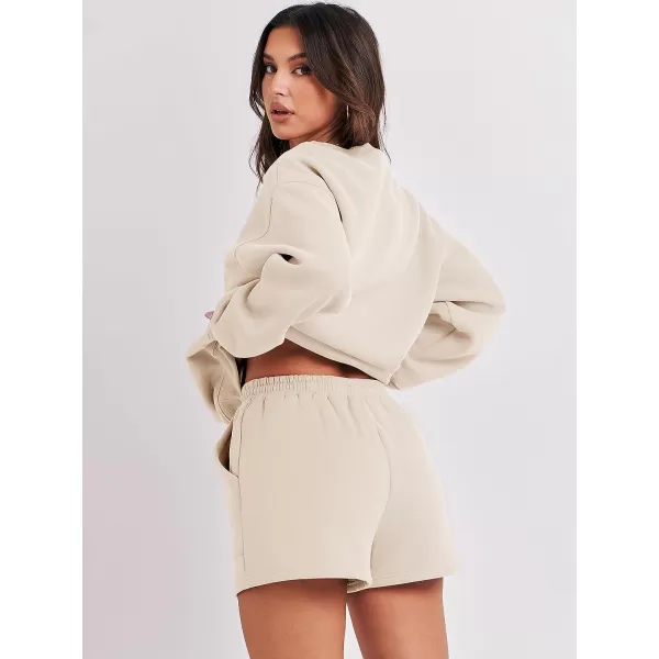 imageANRABESS Women 2 Piece Outfits Sweatsuit Oversized Sweatshirt amp Lounge Shorts 2023 Casual Cozy Pajamas Tracksuit SetApricot