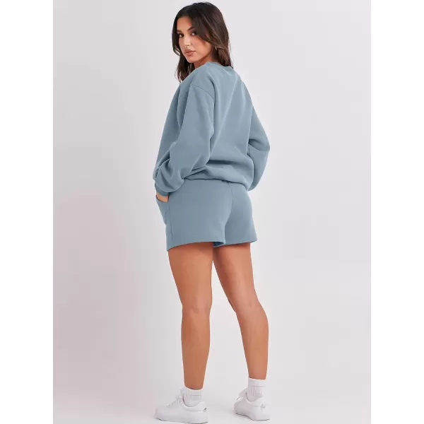 imageANRABESS Women 2 Piece Outfits Sweatsuit Oversized Sweatshirt amp Lounge Shorts 2023 Casual Cozy Pajamas Tracksuit SetBlue