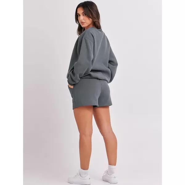 imageANRABESS Women 2 Piece Outfits Sweatsuit Oversized Sweatshirt amp Lounge Shorts 2023 Casual Cozy Pajamas Tracksuit SetDark Grey