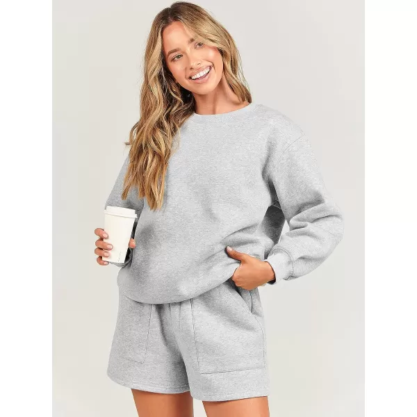 imageANRABESS Women 2 Piece Outfits Sweatsuit Oversized Sweatshirt amp Lounge Shorts 2023 Casual Cozy Pajamas Tracksuit SetLight Grey