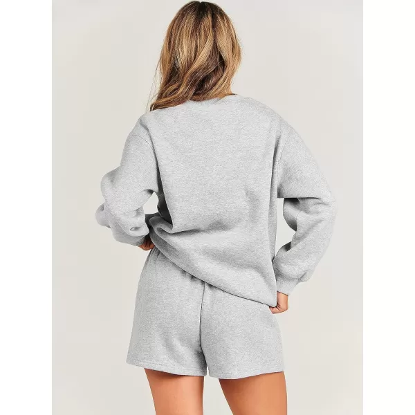 imageANRABESS Women 2 Piece Outfits Sweatsuit Oversized Sweatshirt amp Lounge Shorts 2023 Casual Cozy Pajamas Tracksuit SetLight Grey