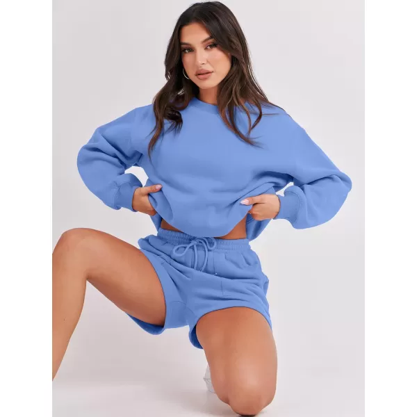 imageANRABESS Women 2 Piece Outfits Sweatsuit Oversized Sweatshirt amp Lounge Shorts 2023 Casual Cozy Pajamas Tracksuit SetSky