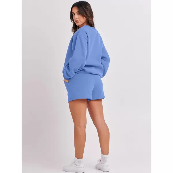 imageANRABESS Women 2 Piece Outfits Sweatsuit Oversized Sweatshirt amp Lounge Shorts 2023 Casual Cozy Pajamas Tracksuit SetSky
