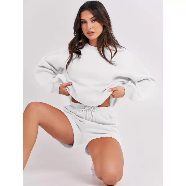 imageANRABESS Women 2 Piece Outfits Sweatsuit Oversized Sweatshirt amp Lounge Shorts 2023 Casual Cozy Pajamas Tracksuit SetWhite