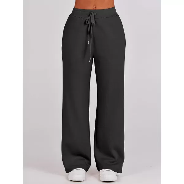 imageANRABESS Women 2 Piece Outfits Sweatsuit Set 2023 Fall Oversized Half Zip Sweatshirt Wide Leg Sweatpant Lounge Set TracksuitBlack