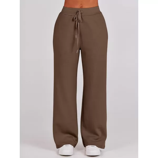 imageANRABESS Women 2 Piece Outfits Sweatsuit Set 2023 Fall Oversized Half Zip Sweatshirt Wide Leg Sweatpant Lounge Set TracksuitBrown