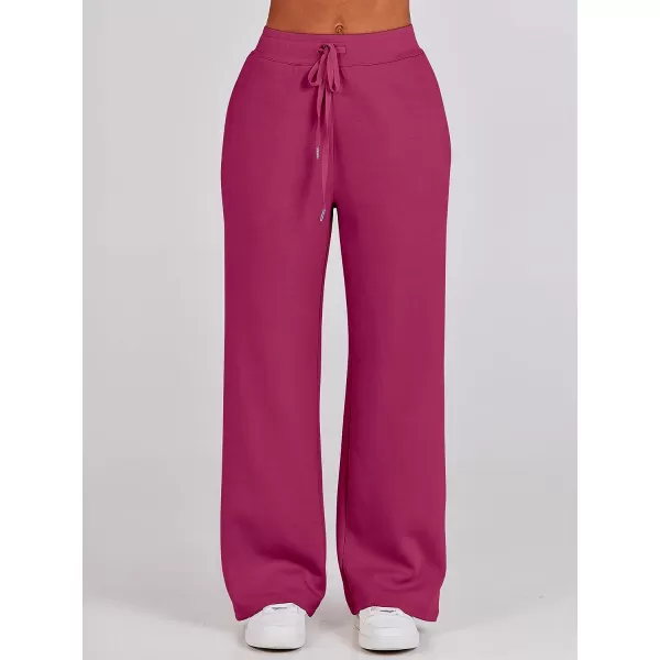 imageANRABESS Women 2 Piece Outfits Sweatsuit Set 2023 Fall Oversized Half Zip Sweatshirt Wide Leg Sweatpant Lounge Set TracksuitHot Pink