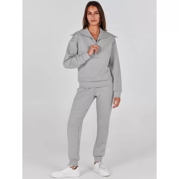 imageANRABESS Women 2 Piece Outfits Sweatsuit Set Fall Fashion Half Zip Sweatshirt Jogger Sweatpants Lounge Matching SetDeep Gray