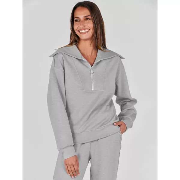 imageANRABESS Women 2 Piece Outfits Sweatsuit Set Fall Fashion Half Zip Sweatshirt Jogger Sweatpants Lounge Matching SetDeep Gray