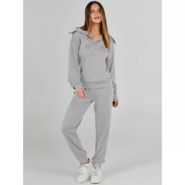 imageANRABESS Women 2 Piece Outfits Sweatsuit Set Fall Fashion Half Zip Sweatshirt Jogger Sweatpants Lounge Matching SetDeep Gray