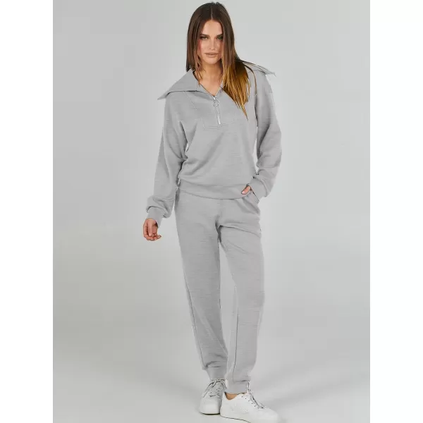 imageANRABESS Women 2 Piece Outfits Sweatsuit Set Fall Fashion Half Zip Sweatshirt Jogger Sweatpants Lounge Matching SetDeep Gray