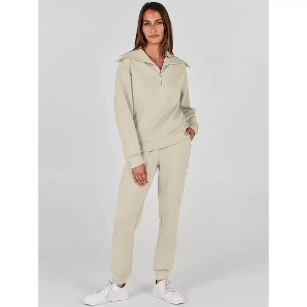 imageANRABESS Women 2 Piece Outfits Sweatsuit Set Fall Fashion Half Zip Sweatshirt Jogger Sweatpants Lounge Matching SetGray