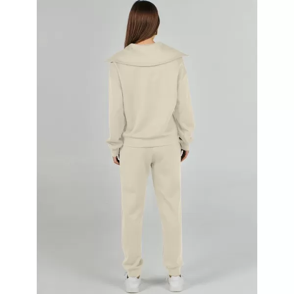 imageANRABESS Women 2 Piece Outfits Sweatsuit Set Fall Fashion Half Zip Sweatshirt Jogger Sweatpants Lounge Matching SetGray