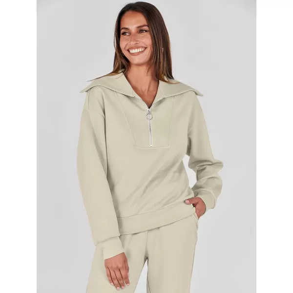 imageANRABESS Women 2 Piece Outfits Sweatsuit Set Fall Fashion Half Zip Sweatshirt Jogger Sweatpants Lounge Matching SetGray