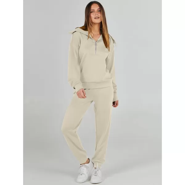 imageANRABESS Women 2 Piece Outfits Sweatsuit Set Fall Fashion Half Zip Sweatshirt Jogger Sweatpants Lounge Matching SetGray