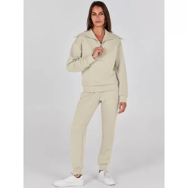 imageANRABESS Women 2 Piece Outfits Sweatsuit Set Fall Fashion Half Zip Sweatshirt Jogger Sweatpants Lounge Matching SetGray