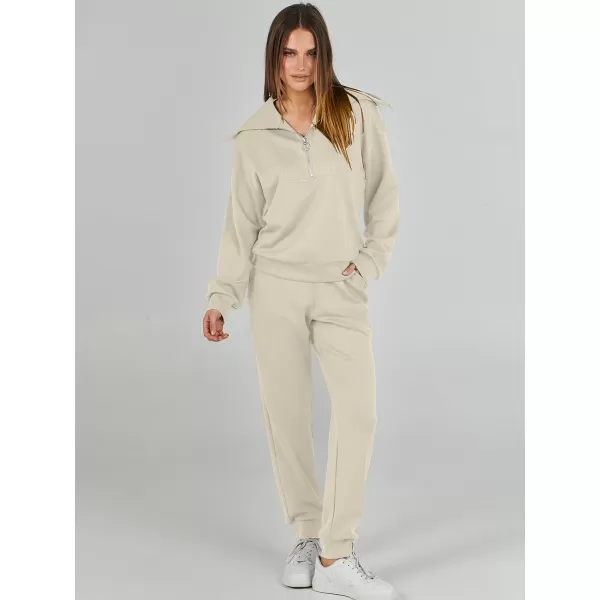 imageANRABESS Women 2 Piece Outfits Sweatsuit Set Fall Fashion Half Zip Sweatshirt Jogger Sweatpants Lounge Matching SetGray