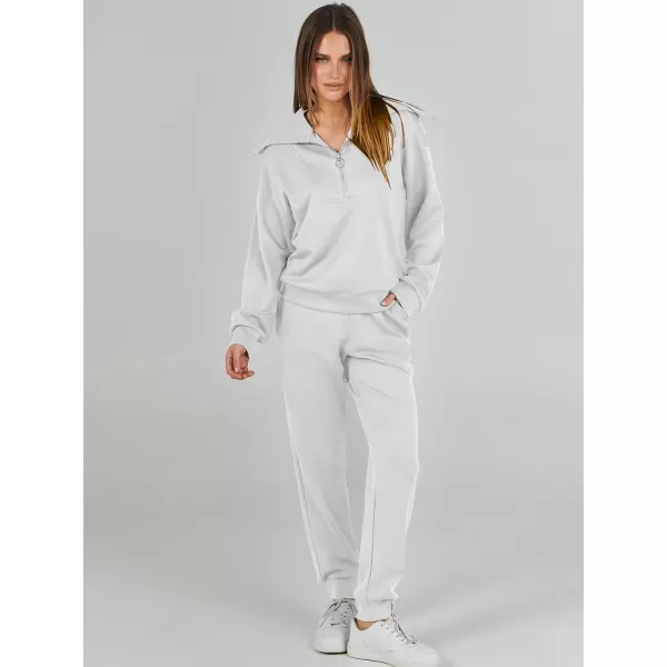 imageANRABESS Women 2 Piece Outfits Sweatsuit Set Fall Fashion Half Zip Sweatshirt Jogger Sweatpants Lounge Matching SetLight Gray