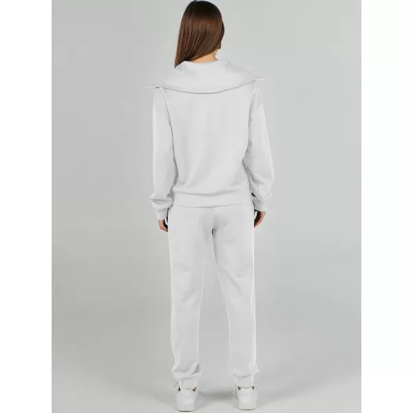 imageANRABESS Women 2 Piece Outfits Sweatsuit Set Fall Fashion Half Zip Sweatshirt Jogger Sweatpants Lounge Matching SetLight Gray