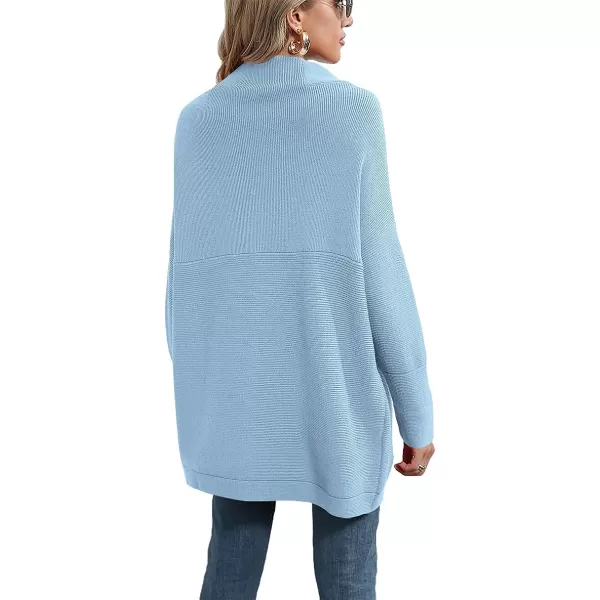 imageANRABESS Women 2023 Fall Casual Turtleneck Batwing Sleeve Slouchy Oversized Ribbed Knit Tunic Sweaters PulloverGray Blue