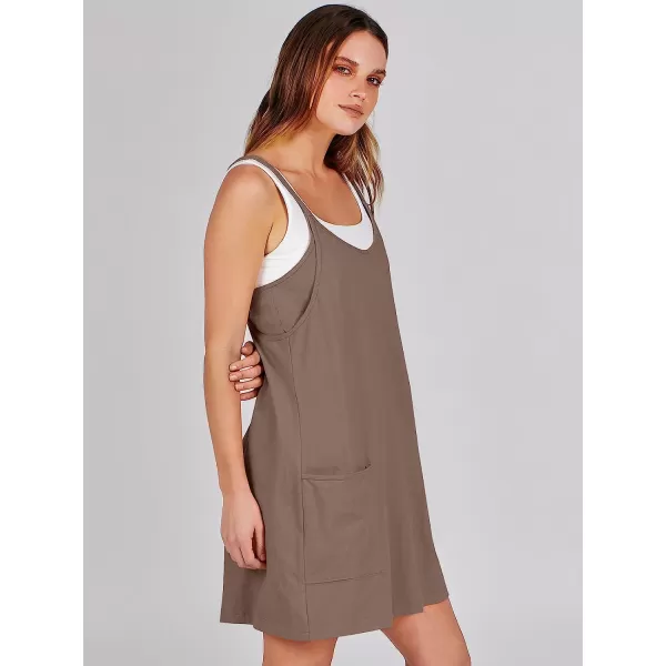 imageANRABESS Women 2023 Summer Sleeveless Mini Dress Casual Short Sundress Workout Tennis Athletic OnesieCoffee