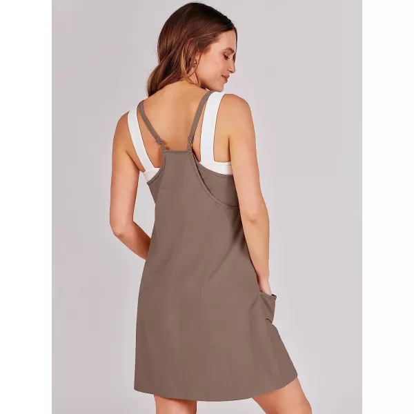 imageANRABESS Women 2023 Summer Sleeveless Mini Dress Casual Short Sundress Workout Tennis Athletic OnesieCoffee