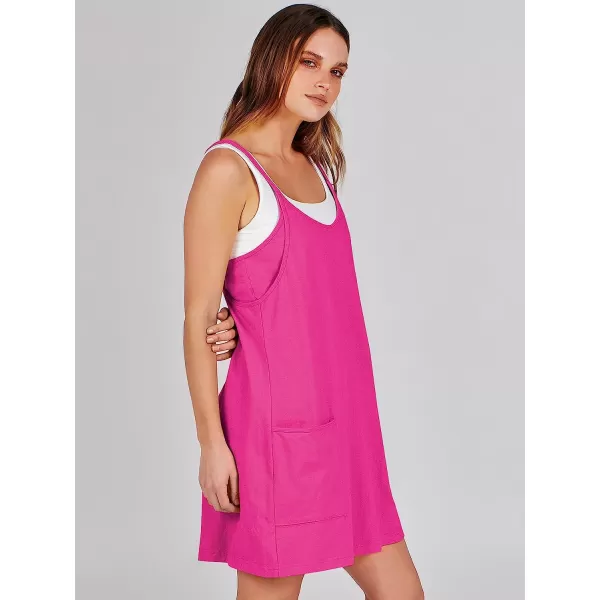imageANRABESS Women 2023 Summer Sleeveless Mini Dress Casual Short Sundress Workout Tennis Athletic OnesieHot Pink